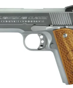 American Classic 1911 Cmpt Commander Pistol ACCC45C, 45 ACP, 4.3", Hardwood Grips, Chrome Hard Finish