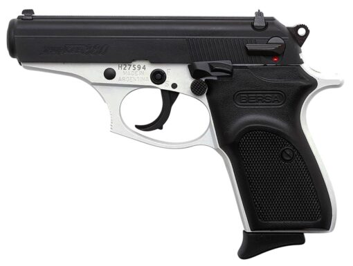 Bersa Thunder 380 Pistol T380WHT8, 380 Automatic Colt Pistol ACP, 3.5", Black Polymer Grips, White Cerakote Finish