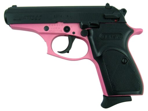 Bersa Thunder 380 Pistol T380PNK8, 380 Automatic Colt Pistol ACP, 3.5", Black Polymer Grips, Pink Cerakote Finish