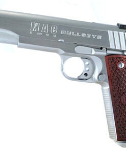 MetroArms 1911 Bullseye Pistol M19BE45C, 45 ACP, 6 in, Aluminum w/MAC logo Grip, Stainless Finish